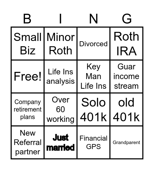 Primerica Bingo Card