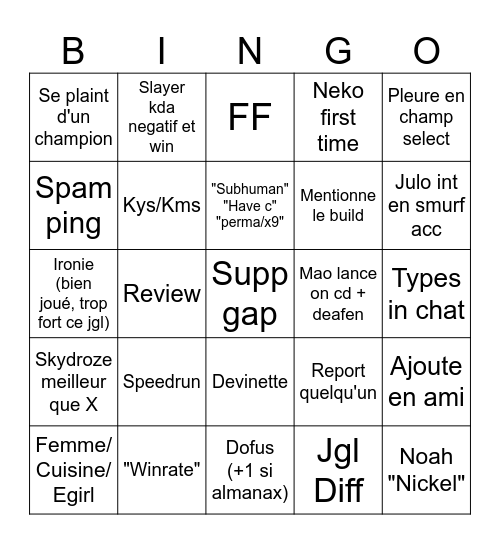 Bingo Solo Q Bingo Card