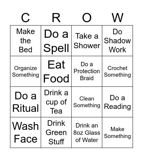 Self Care Bingo Card
