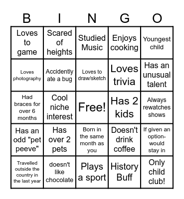Welcome back Bingo Card