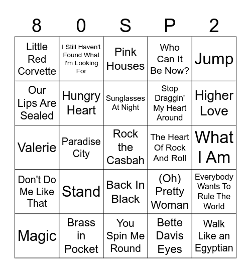1980s Part 2 Bingo Card