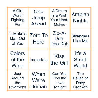 Disney V1 Bingo Card