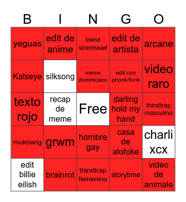 tiktok cri Bingo Card