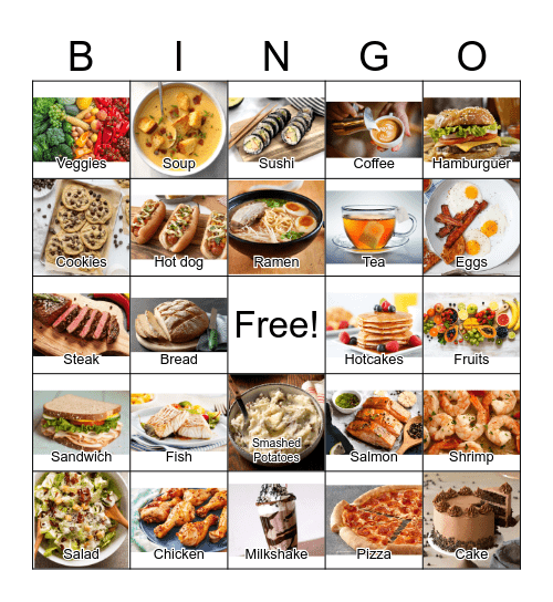 Favorite Foods Bingo Card