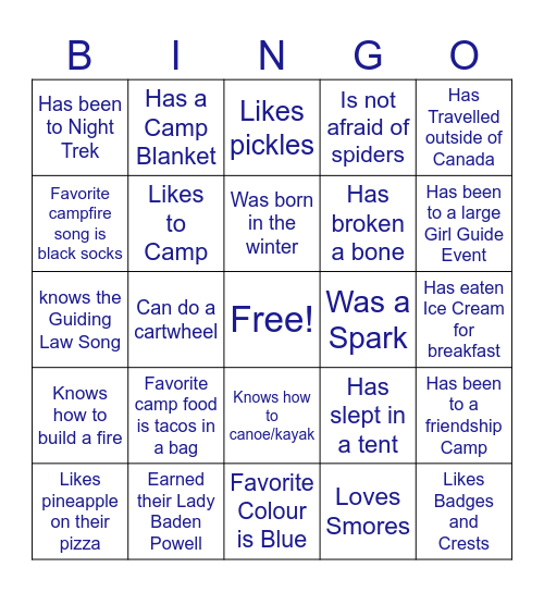 Get to Know You Bingo Card
