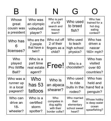 Gateway "Get to Know the Team" Bingo Card