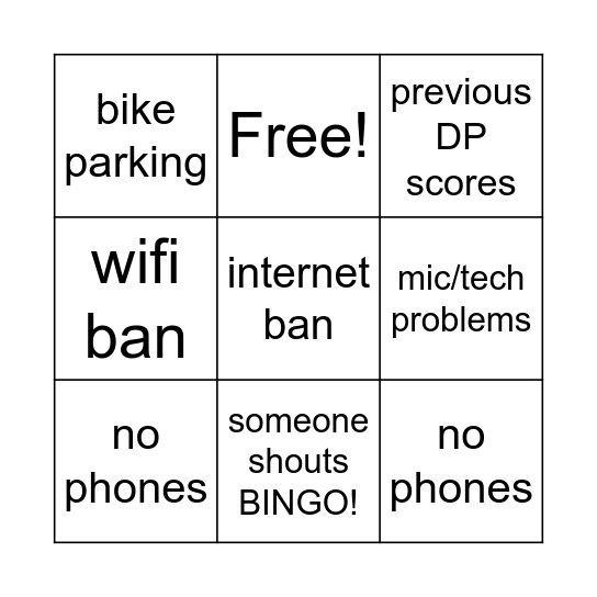 ASSEMBLY BINGO Card