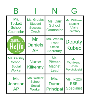 Trusted Adult Tuesday Bingo Card