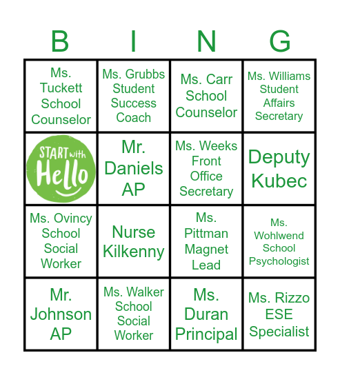 Trusted Adult Tuesday Bingo Card