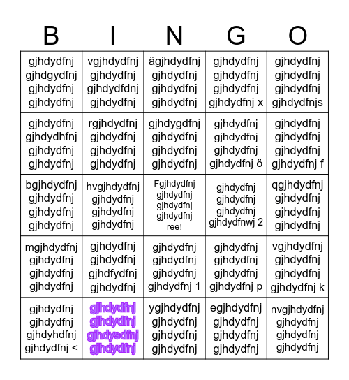 TEST Bingo Card