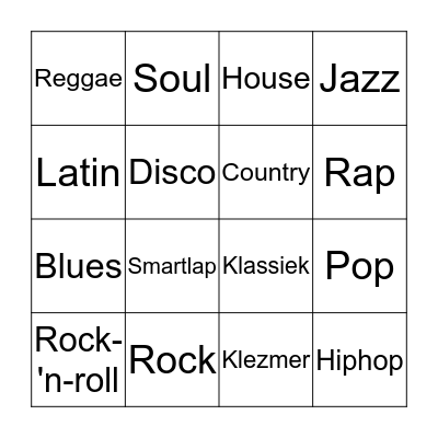 Muziekbingo Card