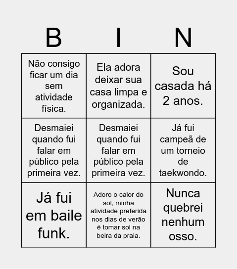 BINGO DUAS VERDADES E UMA MENTIRA Bingo Card