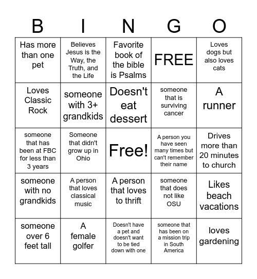 FBC Bingo Card