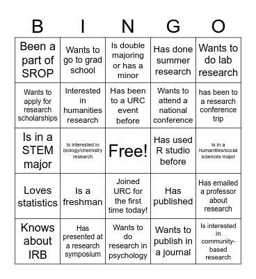 URC BINGO Card