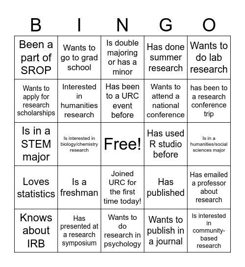 URC BINGO Card