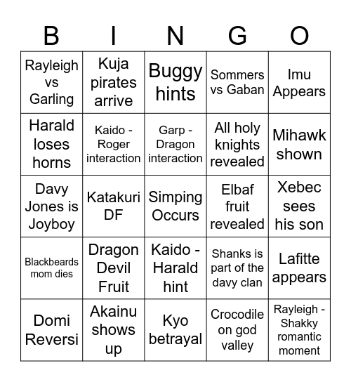 God Valley bingo Card