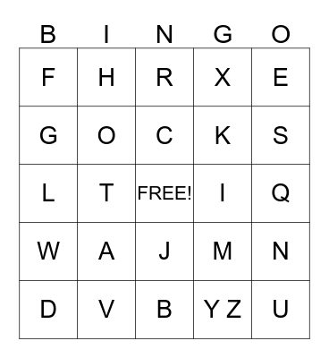 Alphabet Bingo!  Bingo Card