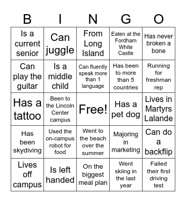 Ascend Bingo Icebreaker Bingo Card