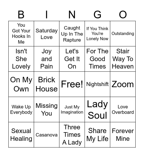 Soul Bingo Card Bingo Card