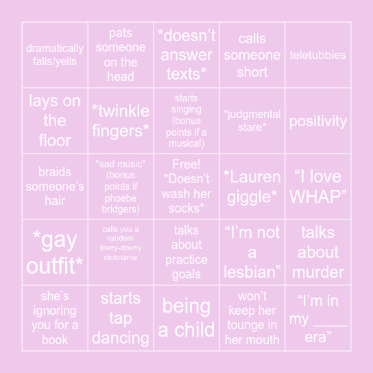 Lauren Bingo!! Bingo Card