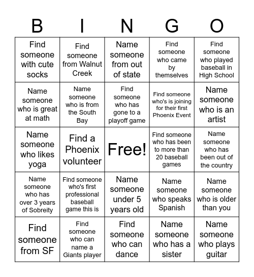 Phoenix Bingo Card