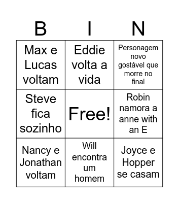 Stranger Things 5 Bingo Card