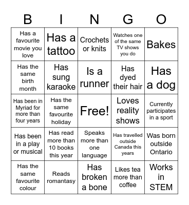 Find someone who.... Bingo Card