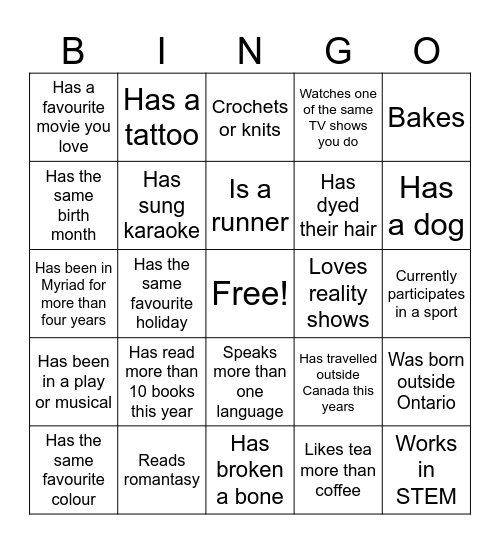 Find someone who.... Bingo Card