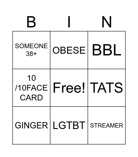 TIKTOK LIVE BINGO Card