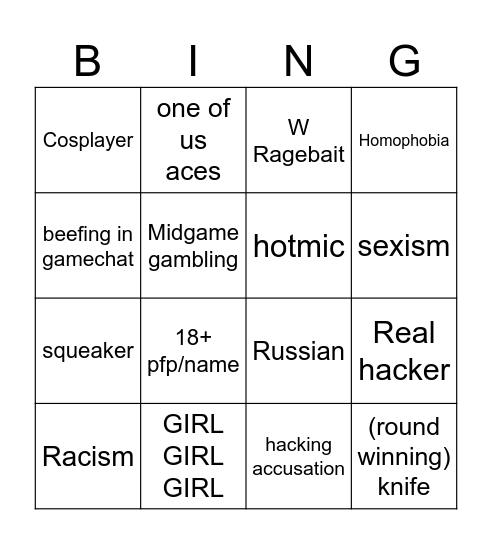 CSGO Bingo Card