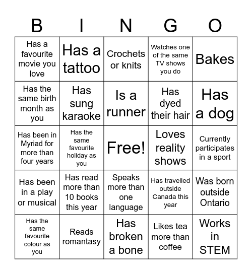 Find someone who.... Bingo Card