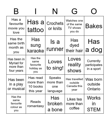 Find someone who.... Bingo Card