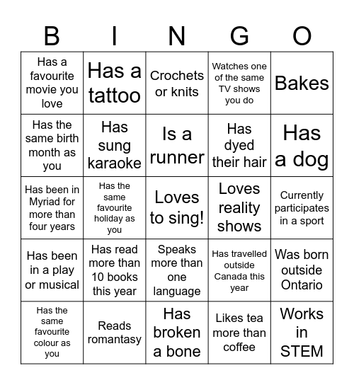Find someone who.... Bingo Card