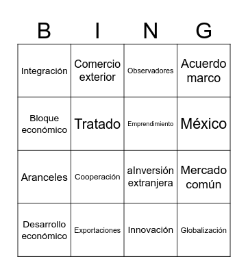 Alianza pacífico Bingo Card