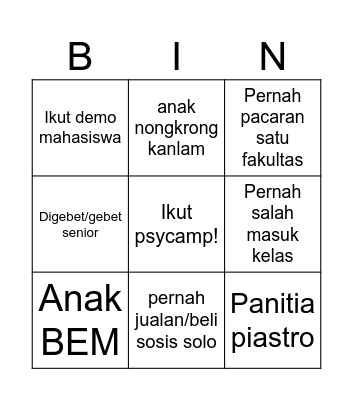 PSIKOMPLIT Bingo Card