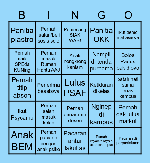 PSIKOMPLIT Bingo Card