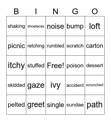 Vocabulary for Books 1-4 Bingo Card