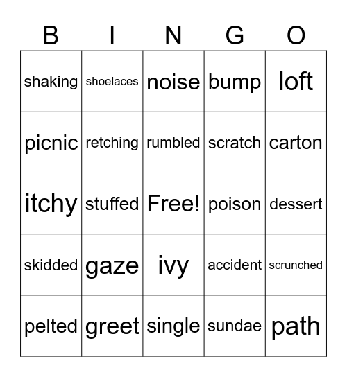 Vocabulary for Books 1-4 Bingo Card
