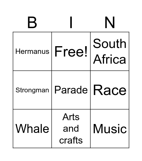 Whale festival Bingo Card