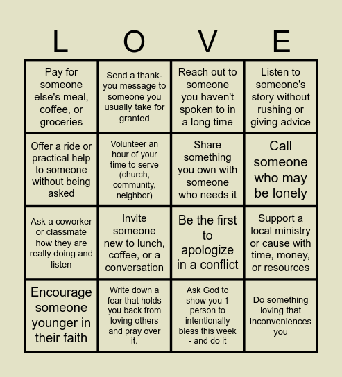 Bible Study - Session 2 Bingo Card