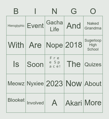 Ⓑⓘⓝⓖⓞ <3 Bingo Card