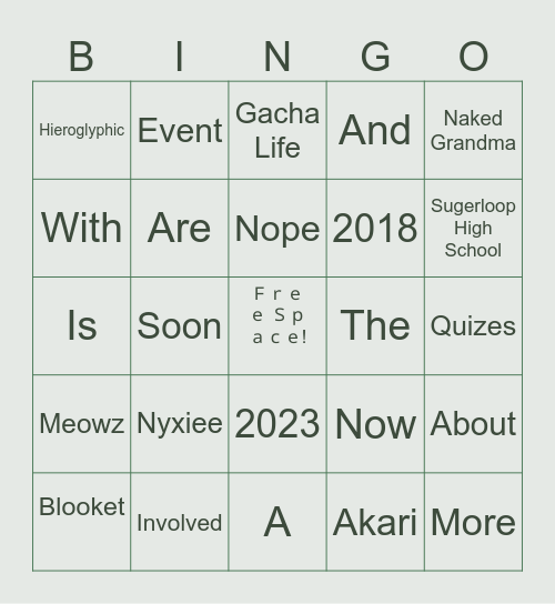 Ⓑⓘⓝⓖⓞ <3 Bingo Card
