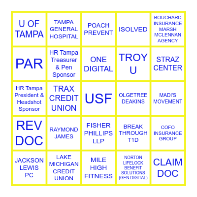 HR TAMPA  CONFERENCE SPONSORS Bingo Card