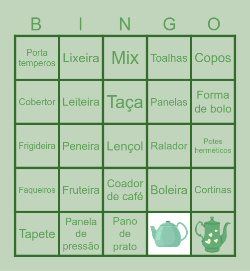 CHÁ DE CASA NOVA Bingo Card