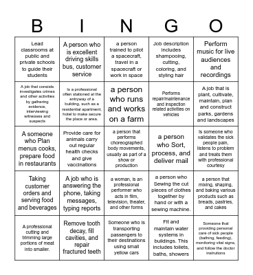 JOBS BINGO .. TEACHER FRANKLIN Bingo Card