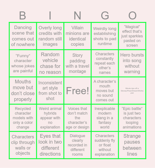 SO BAD ITS GOOD ANIMATED Bingo Card