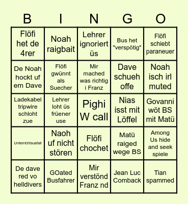 Schulbinog Bingo Card