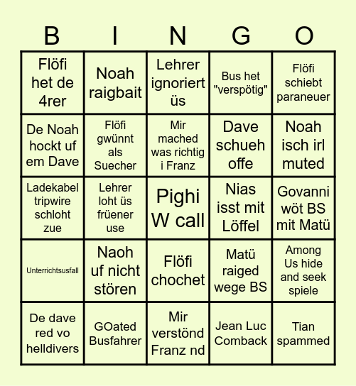 Schulbinog Bingo Card
