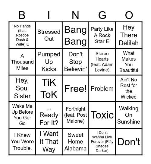 Music Bingo Card