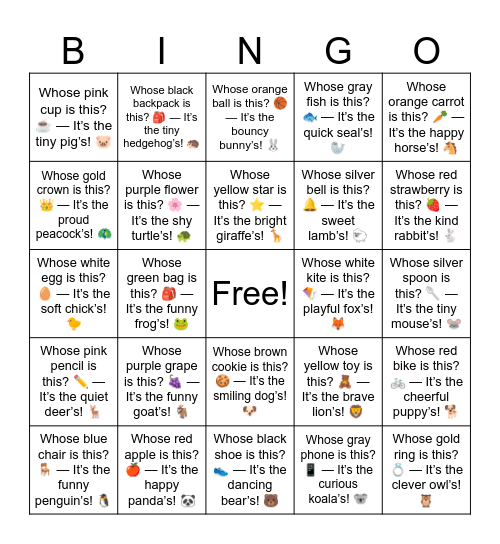 B6 L6 Whose red bike is this? 🚲 — It’s the cheerful puppy’s! 🐕 Bingo Card